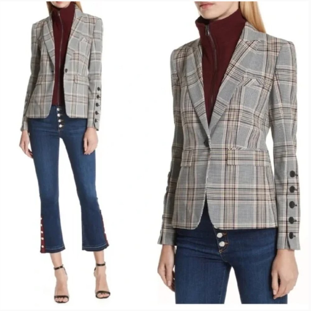 Veronica Beard Steel Plaid Blazer with Removable Dickey | 10